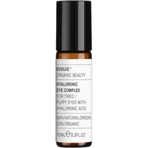Braunes Roll-on-Fläschchen mit Label für Hyaluronic Eye Complex Pflege.